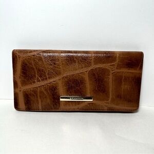 Brahmin Ady Slim Bifold Long Wallet, Embossed Brown Leather EUC